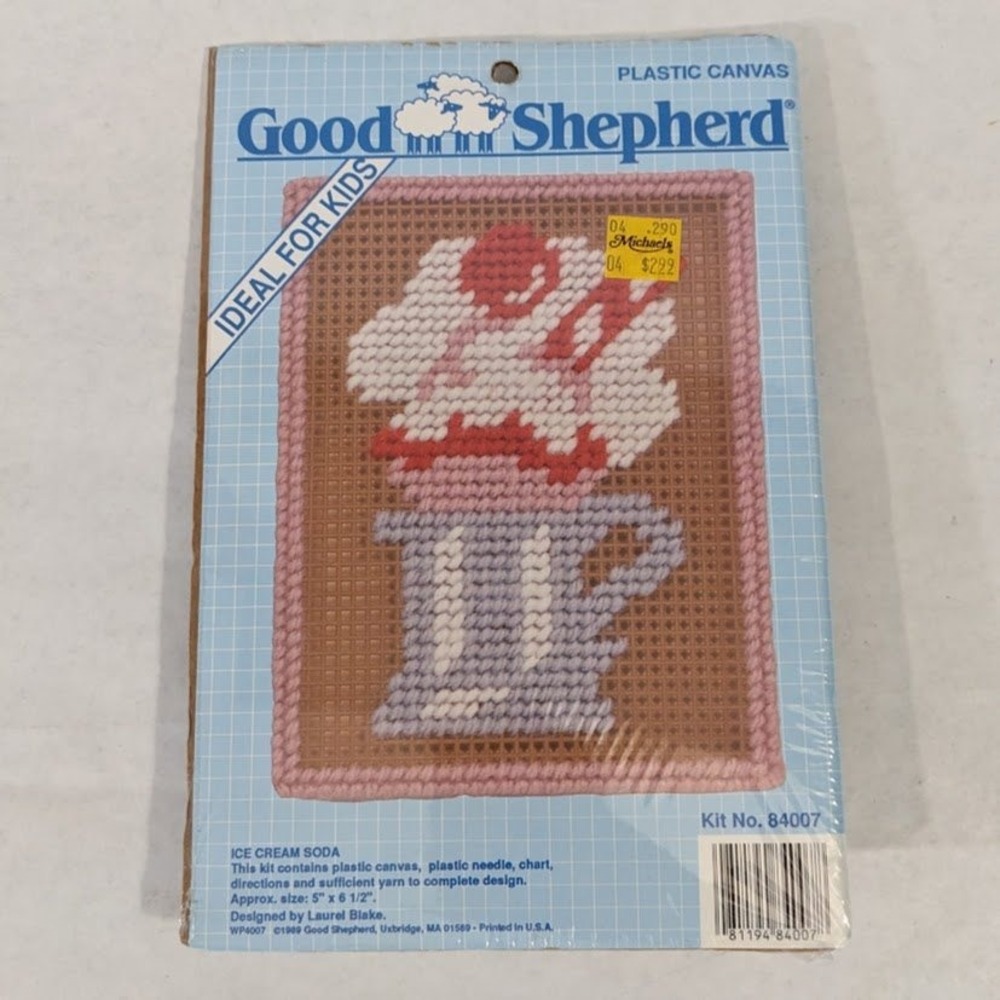 Vintage 1989 Good Shepherd Plastic Canvas Kit Ice Cream Soda 84007 Laurel Blake